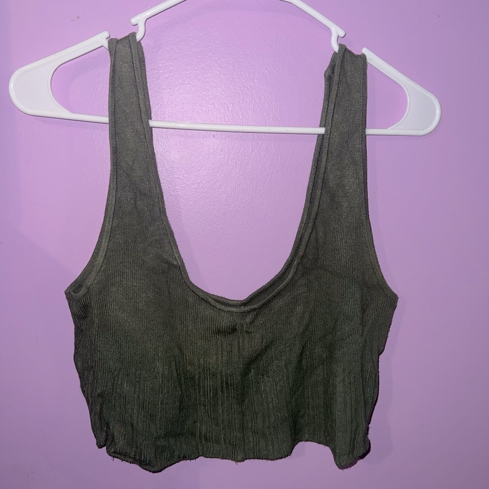Urban Outfitters Khaki Ribbed Tank Top